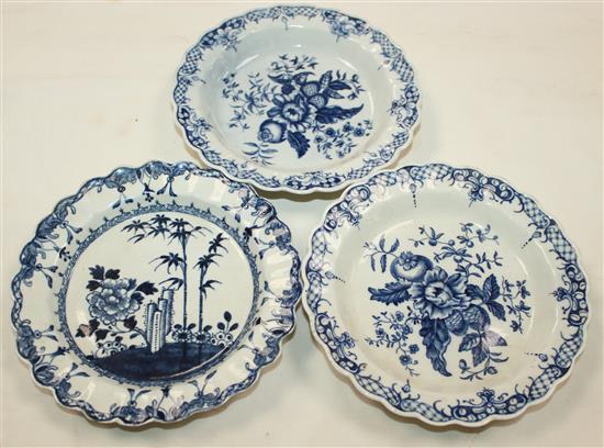 A rare Worcester lobed plate, c.1765-70, (5)